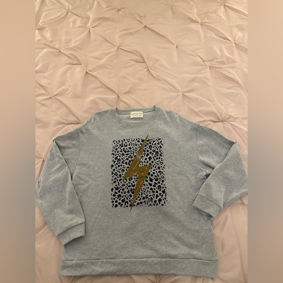 Dress Up Gray Leopard Print Sweatshirt, Size Small - Picture 2 of 6